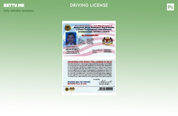 Шаблон за верзија на возачка дозвола во Малезија во модерен стил